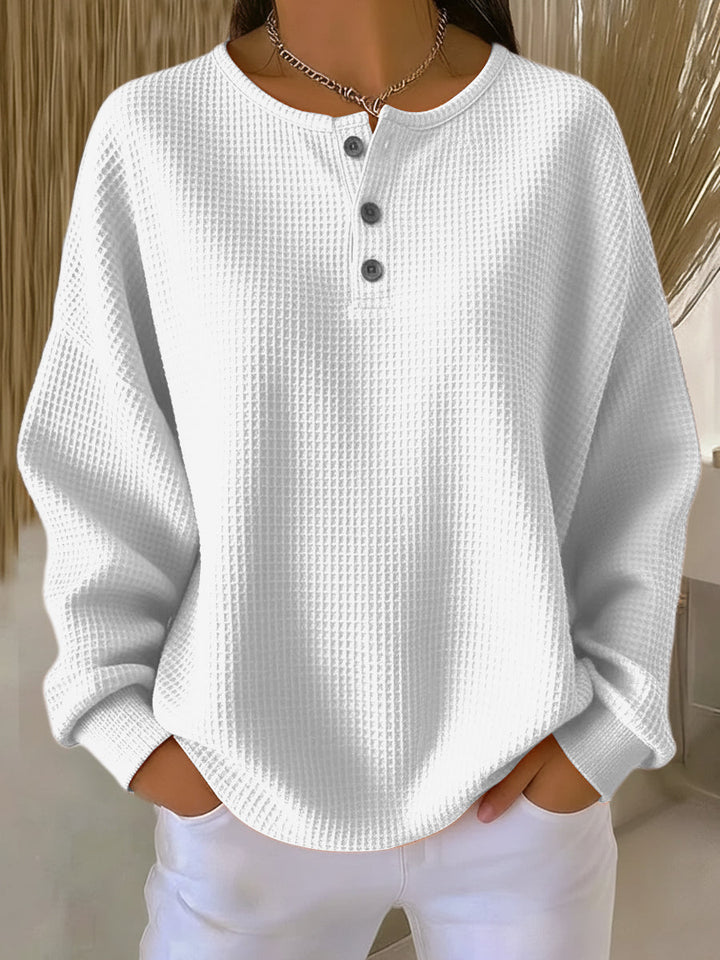 Zafiria – Lässiges Henley Oberteil Mit Knopfleiste