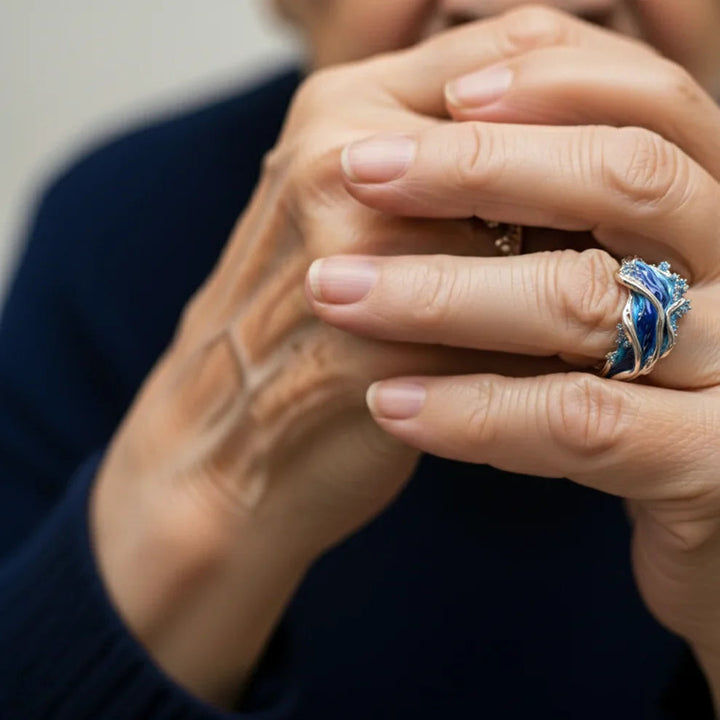 Leizuri – Vintage-Goldring Mit Meereswellen Motiv