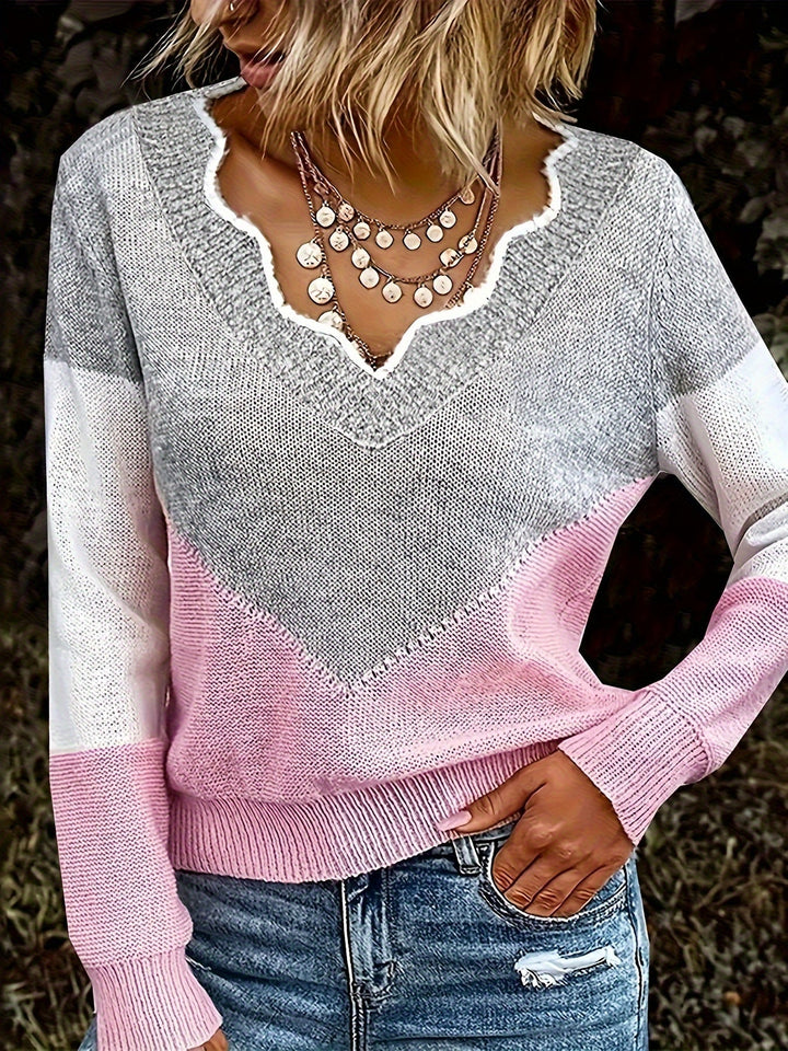 Arknelle - Lässiger Langarm Pullover Mit Kontrastdetails
