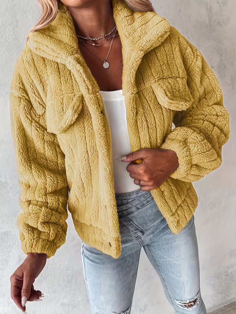 Libila – Kunstfell Jacke Mit Taschen