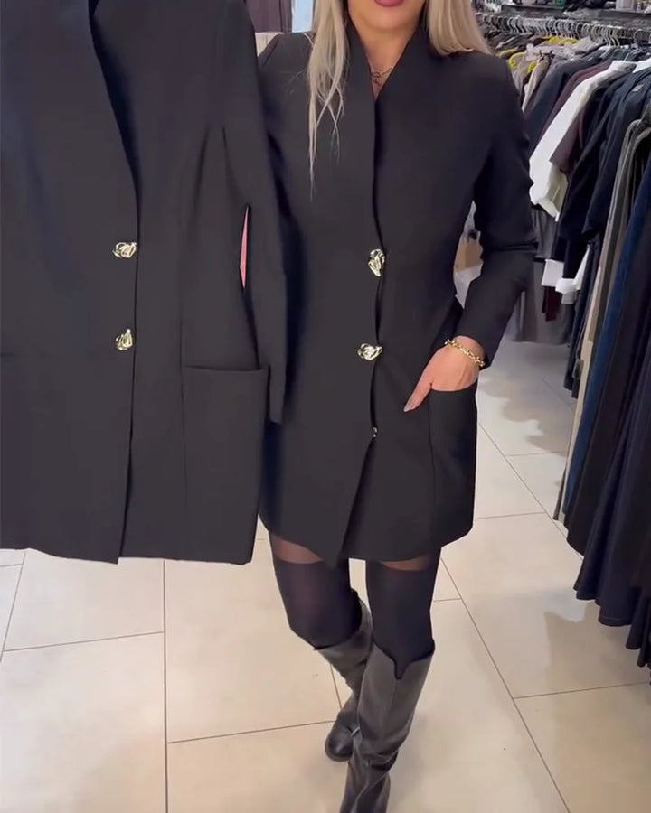 Shireen – Kleid Mit Stehkragen Und Metallknöpfen