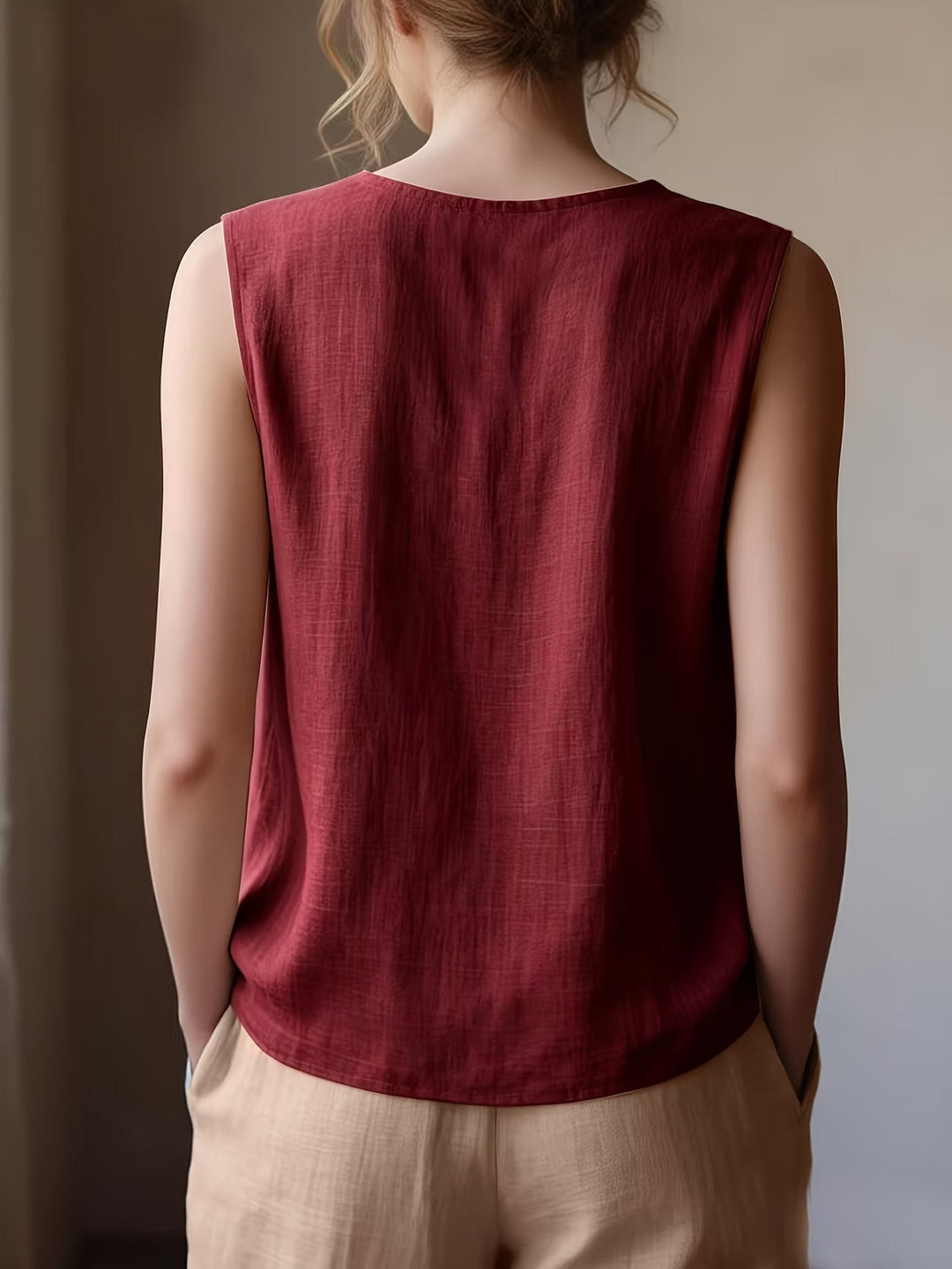 Safiya – Ärmellose Bluse MIT Rüschen Am Ausschnitt