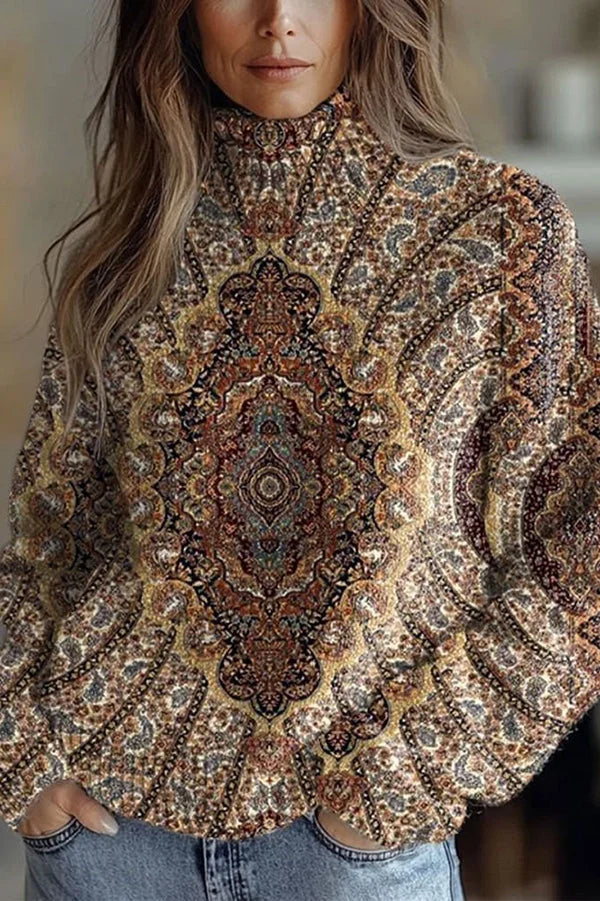 Nijole - Hochgeschlossenes Sweatshirt Mit Langen Ärmeln Und Blumenmuster