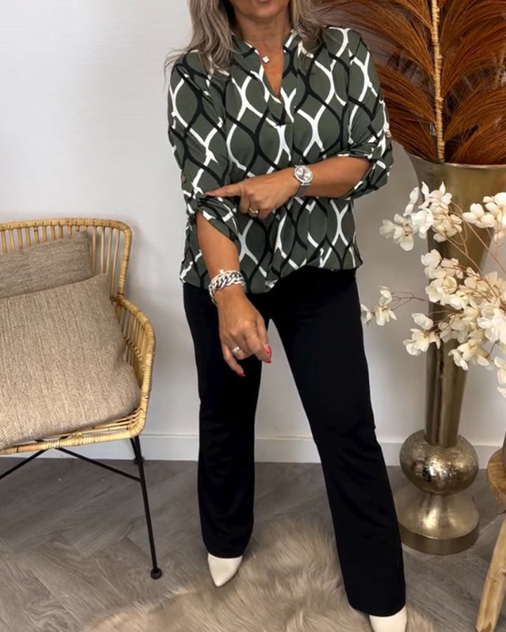 Alyce – Lässige Langarm Bluse Mit Muster