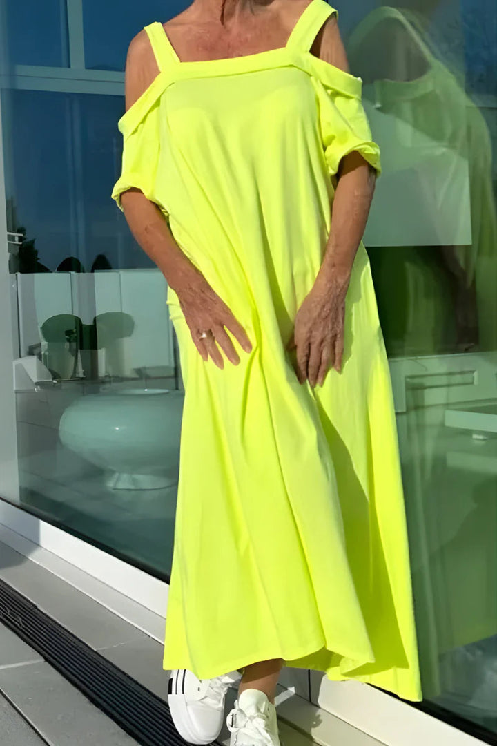 Vathsala - Langes Schulterfreies Sommer Kleid
