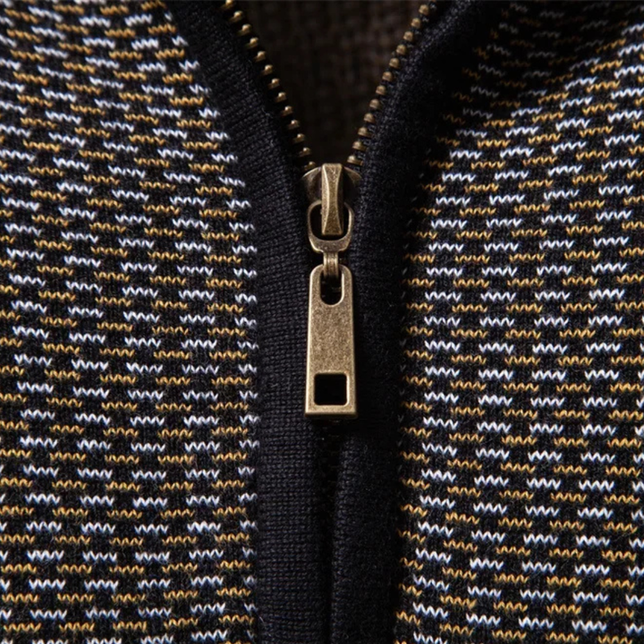Limman – Pullover Aus Jacquard-Strick Mit Halbem Reißverschluss