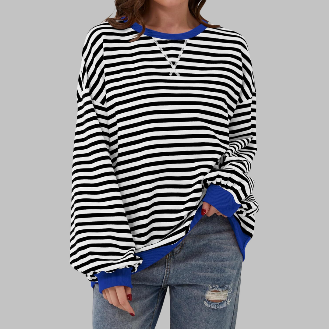 Melorna – Stilvoller Langärmeliger Gestreifter Pullover