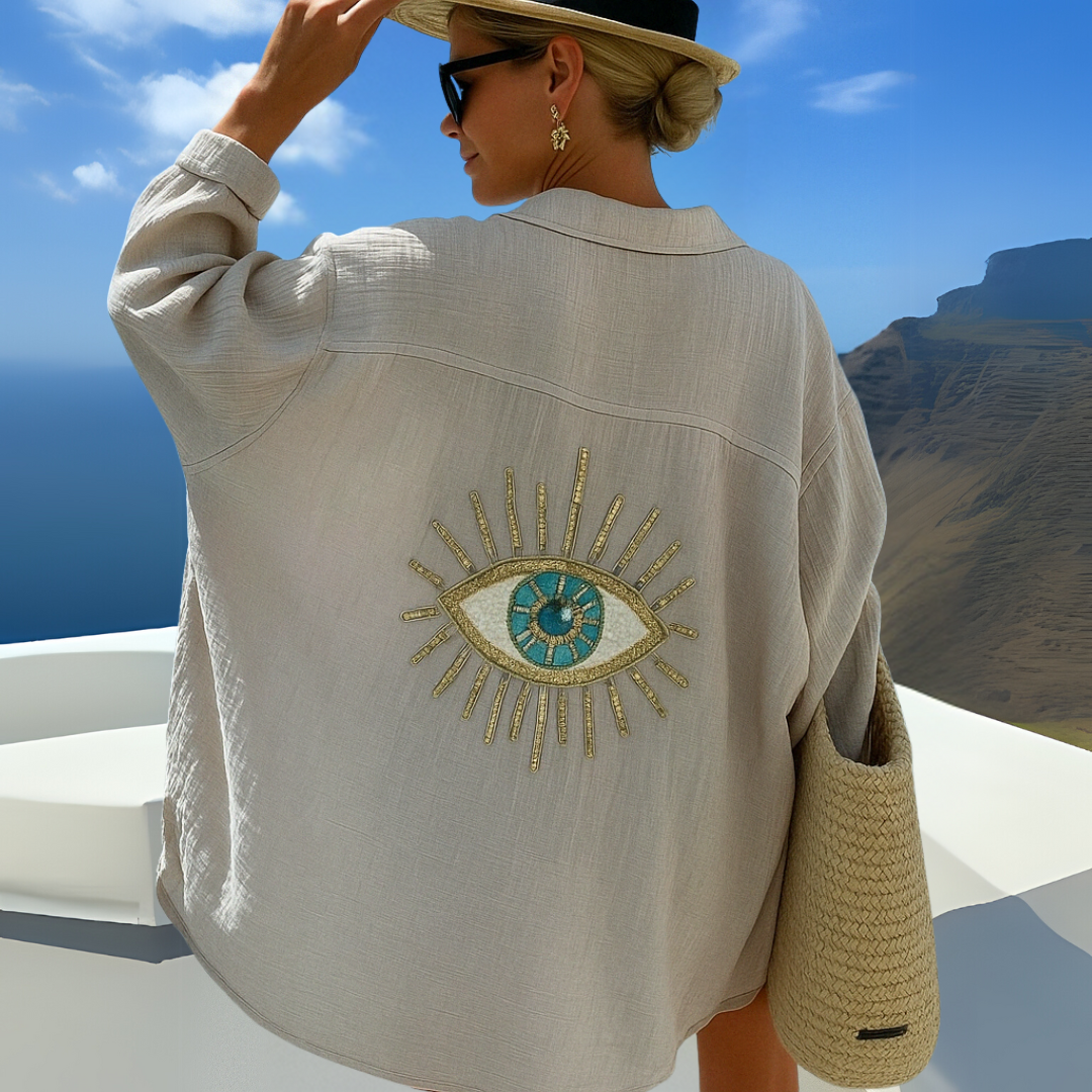 Yamila – Lässige Bluse Mit Augen Drucken