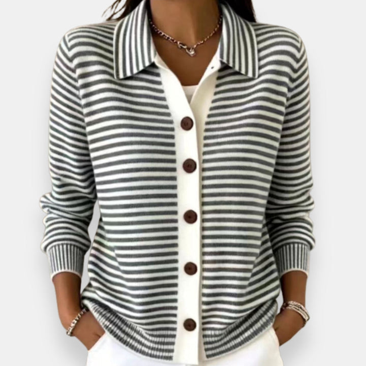 Kerana - Gestreifter Strickcardigan Mit Knöpfen