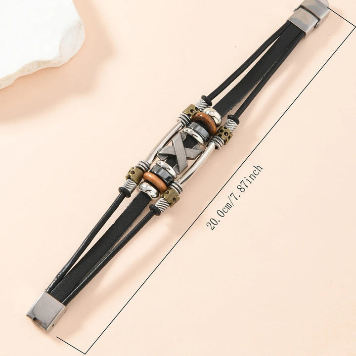 Garland – Mehrlagiges Lederarmband mit Kreuzmotiv
