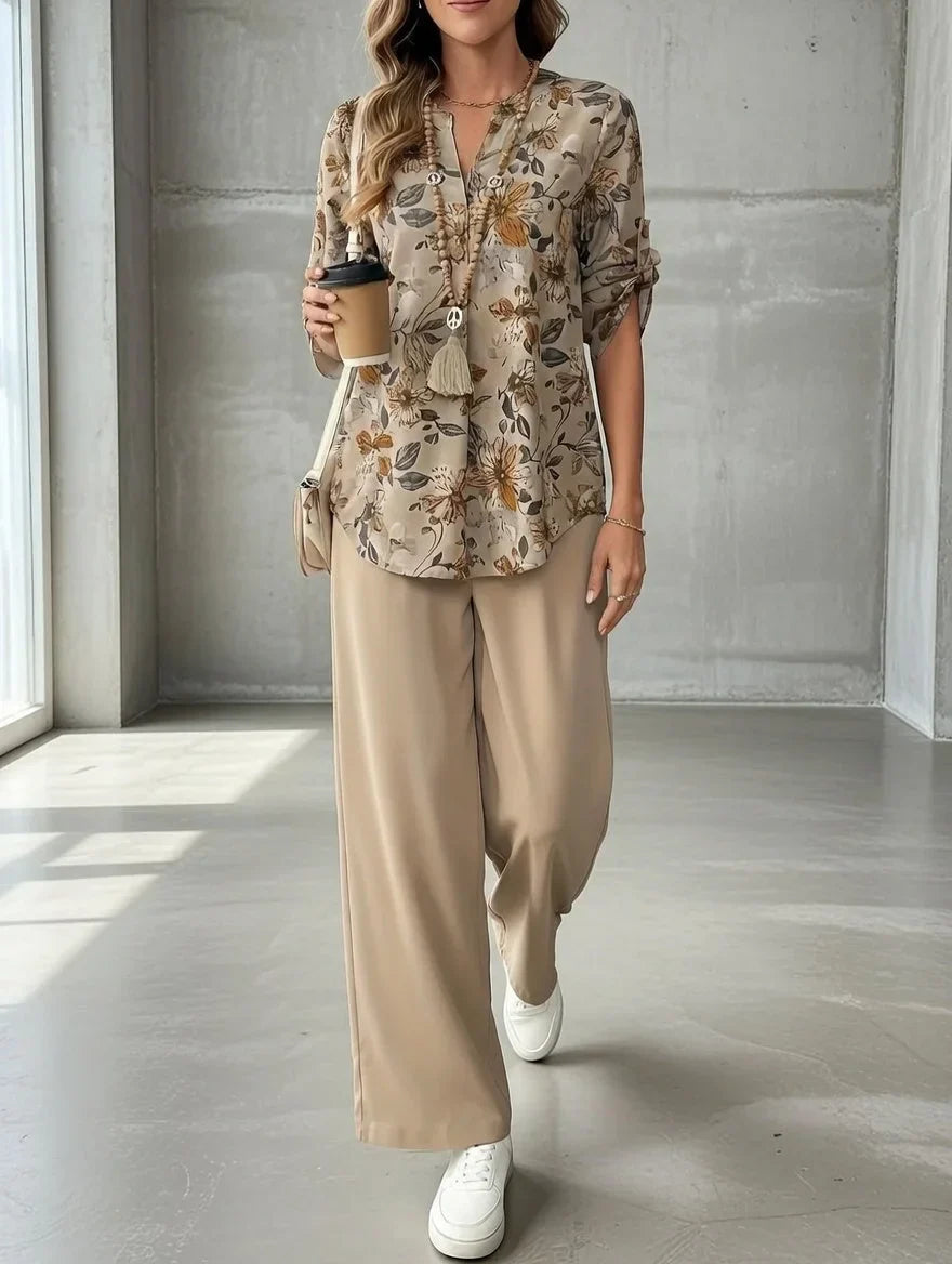 Kresimira – Elegantes Zweiteiliges Set Mit Blumen Muster