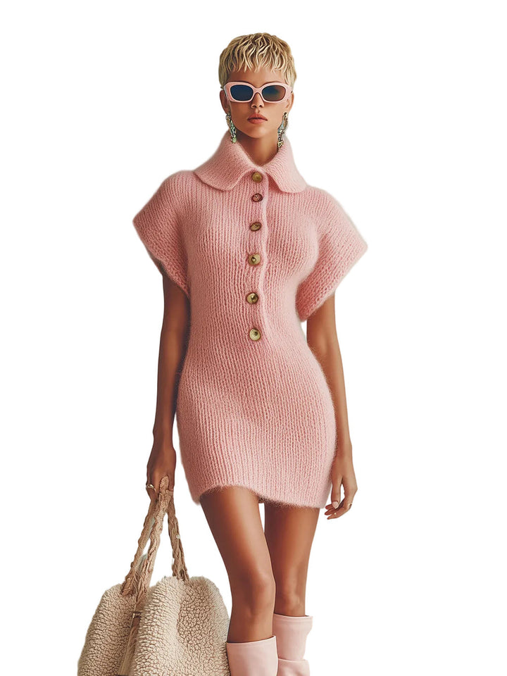 Ceyda – Strick Minikleid Mit Knopfleiste