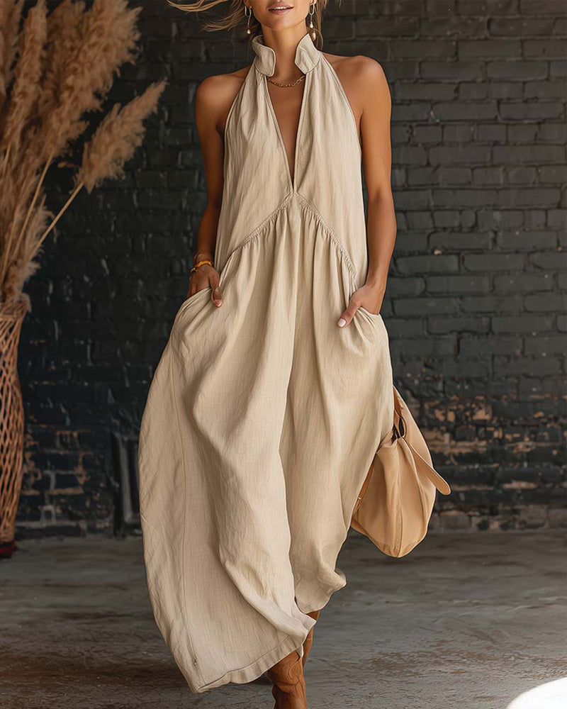 Saorla - Ärmelloses Maxikleid Aus Baumwolle Mit Hohem Kragen