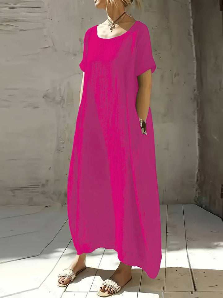 Anuradhi - Lässiges Langes Kleid Mit Weiten Ärmeln