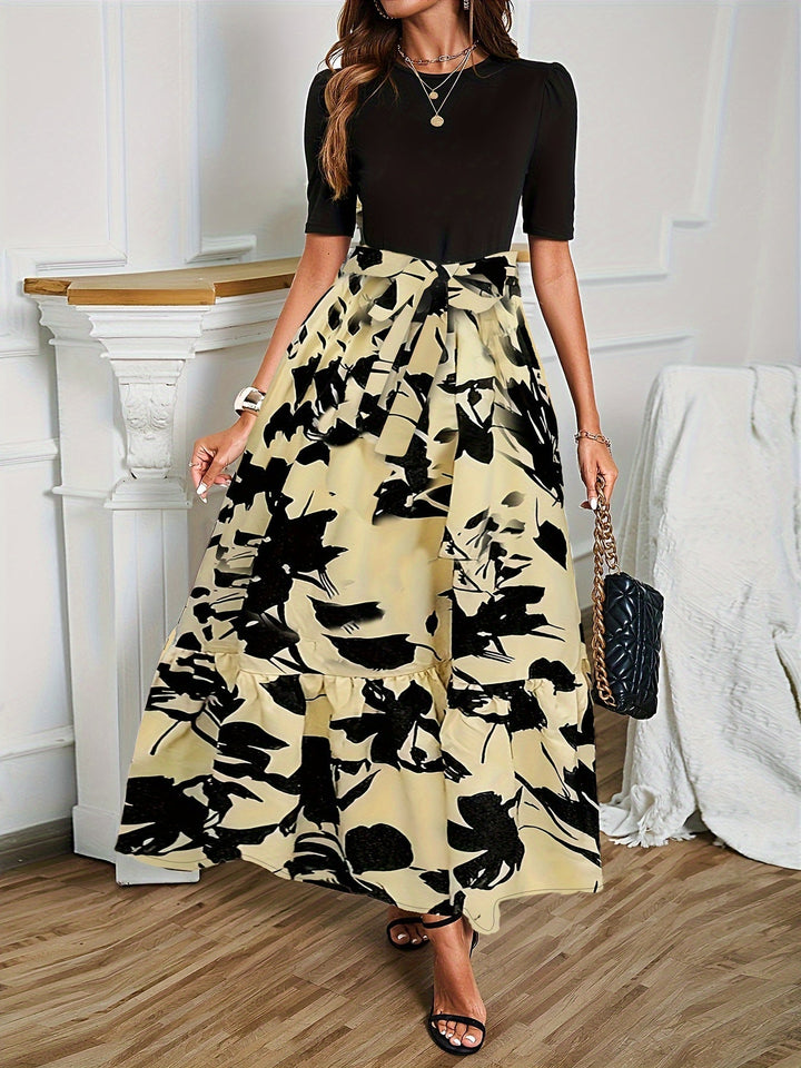 Nuray – Elegantes kurzärmeliges Blumenkleid