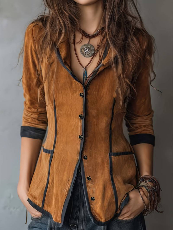 Yaara - Vintage-Kapuzen Jacke Mit langen Ärmeln