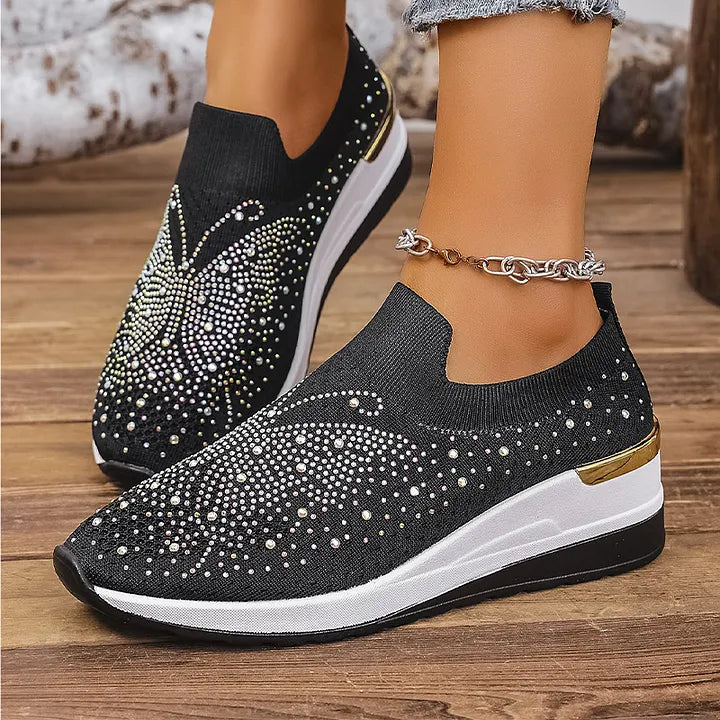 Josia - Slip-on Sneaker Mit Schmetterlingsmuster Aus Strasssteinen
