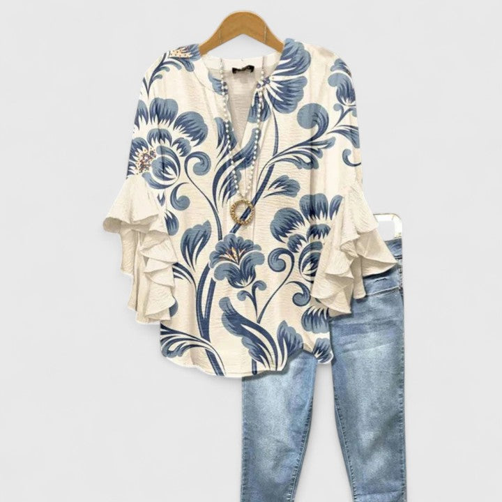 Juria – Bluse Mit Rüschenärmeln Und Blumenmuster