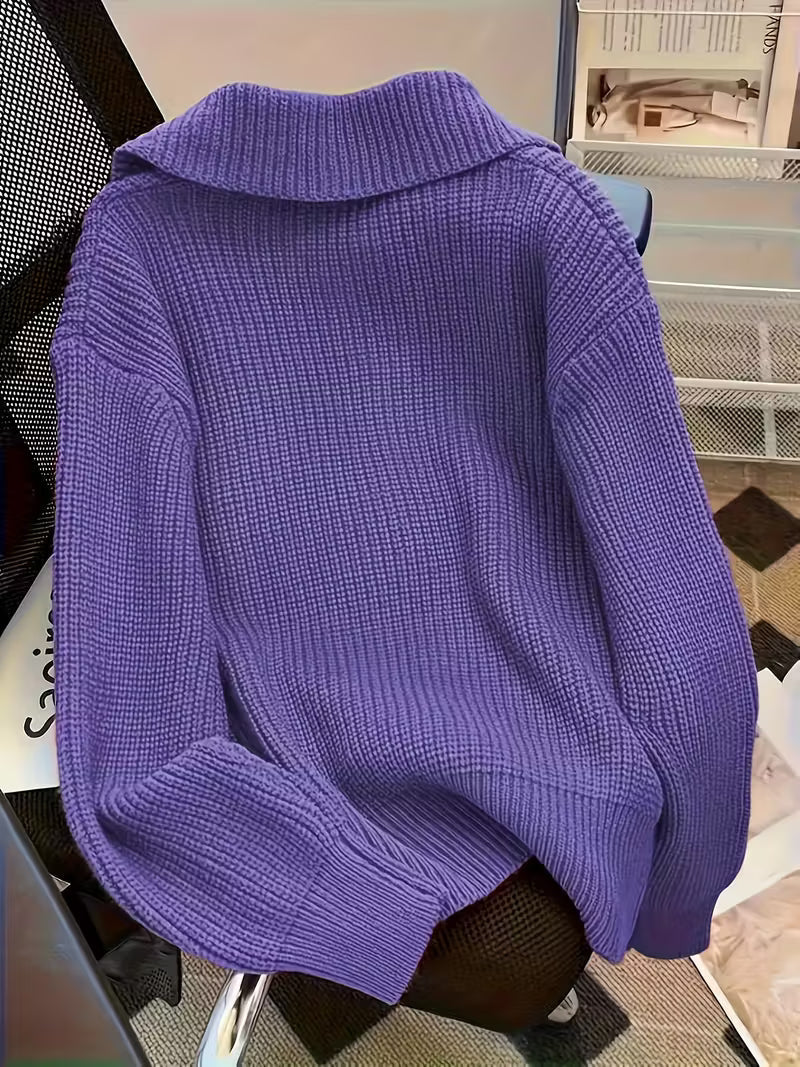 Agnetha – Strick Pullover Mit Großen Knöpfen