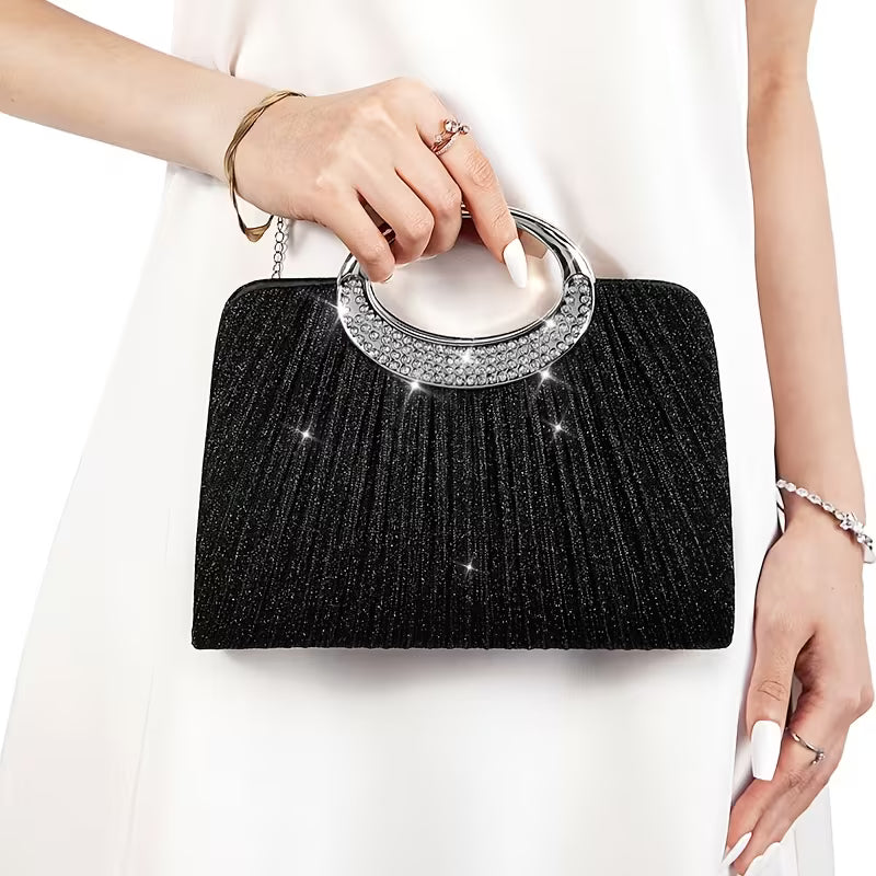 Lizzana – Glänzende, Runde, Plissierte Handtasche Mit Ringverschluss