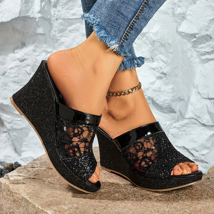 Alexis – Elegante Sandaletten Mit Spitzenbesatz Und Hohem Absatz