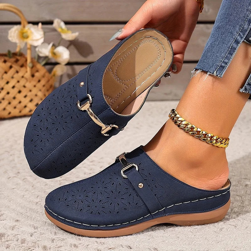 Hailen – Lässige Slipper Pantoletten Mit Blumenmuster