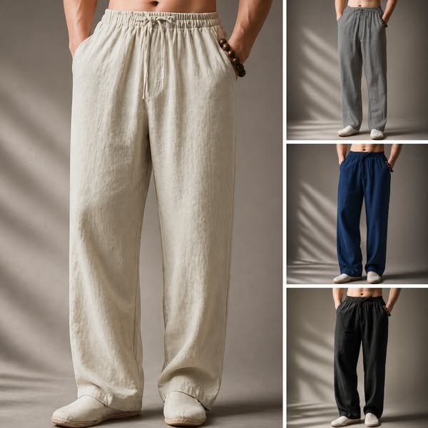 Jooa - Atmungsaktive Lockere Sport Hose Aus Leinen Mit Kordelzug
