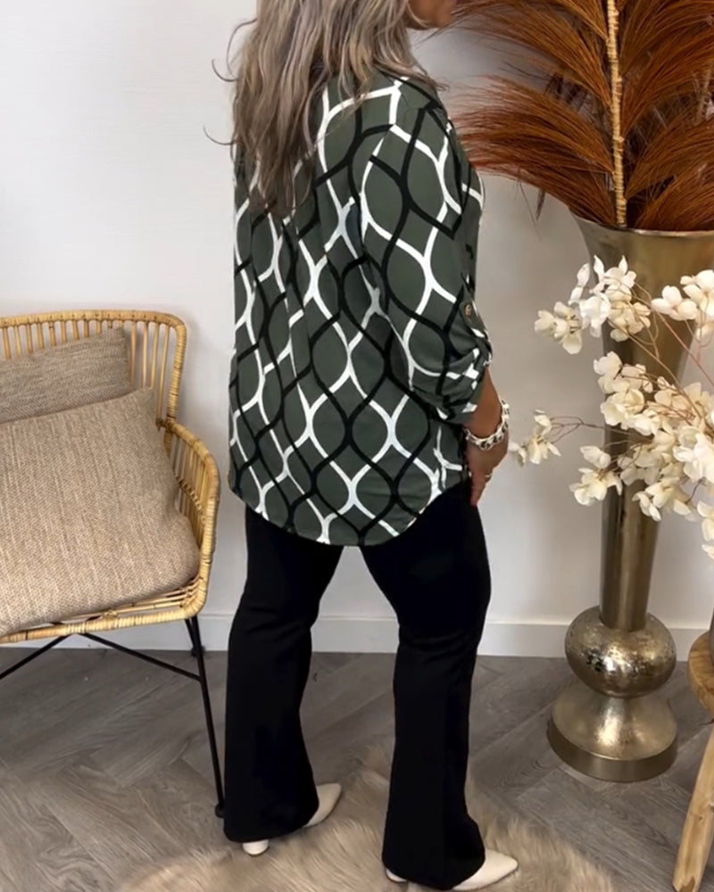 Alyce – Lässige Langarm Bluse Mit Muster