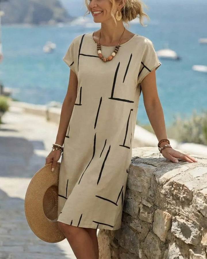 Ainee – Sommer Kleid Mit Rundhalsausschnitt Und Print