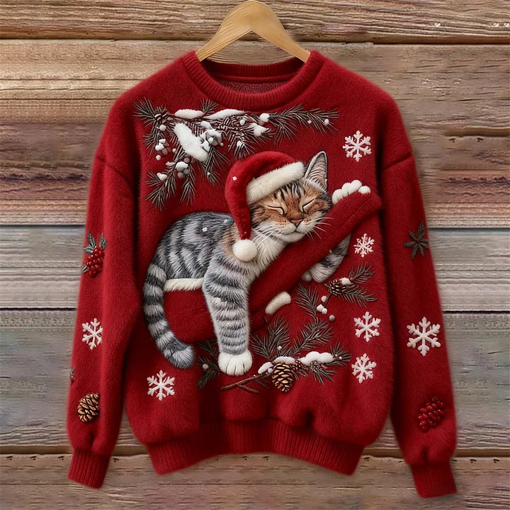 Elisabetta – Plüschpullover Mit Fauler Katze
