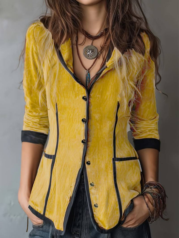Yaara - Vintage-Kapuzen Jacke Mit langen Ärmeln