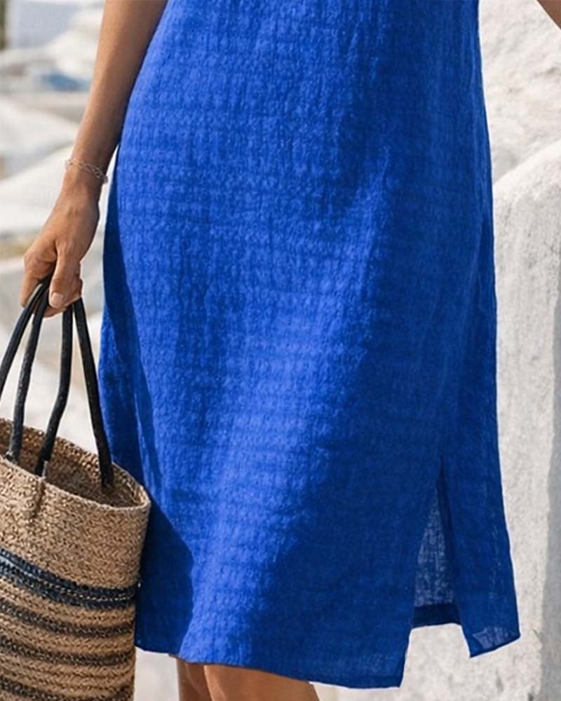 Shanai – Kurzärmeliges Kleid mit geradem Schlitz