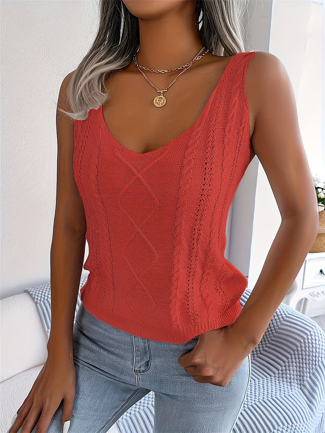 Nayla – Ärmelloses Strick Tanktop