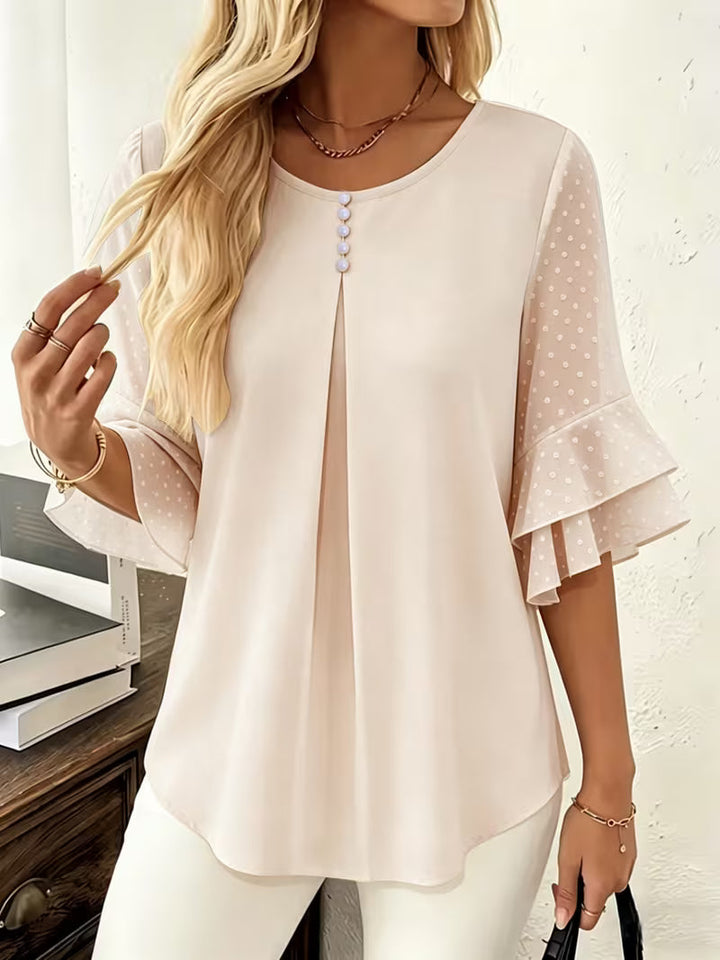 Hurley – Bluse Mit Rundhalsausschnitt Und Transparenten Rüschenärmeln