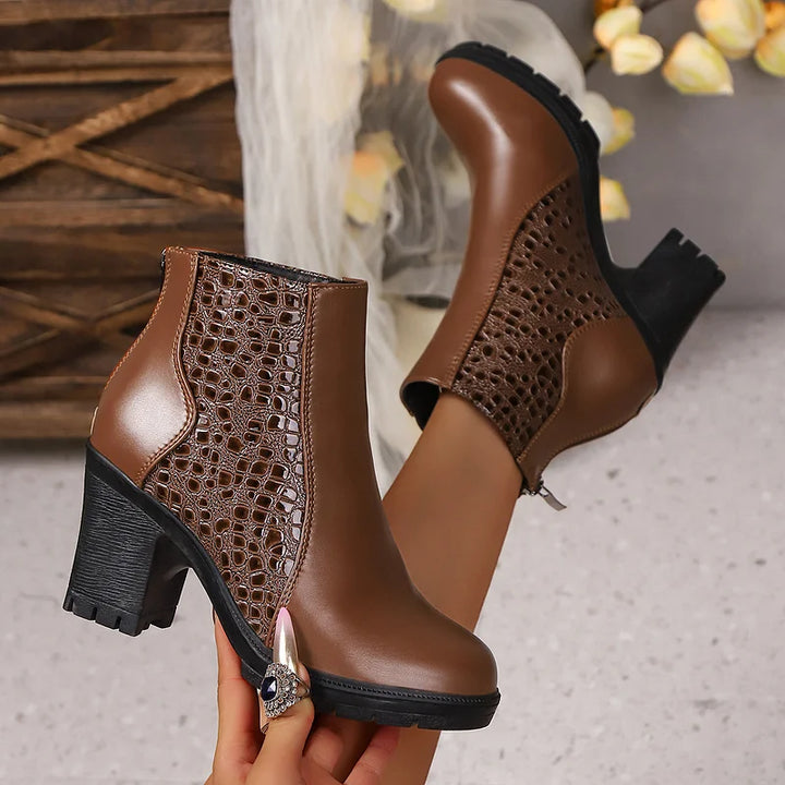 Yardenit - Stiefel Mit Klobigem Absatz Aus Echtem Leder