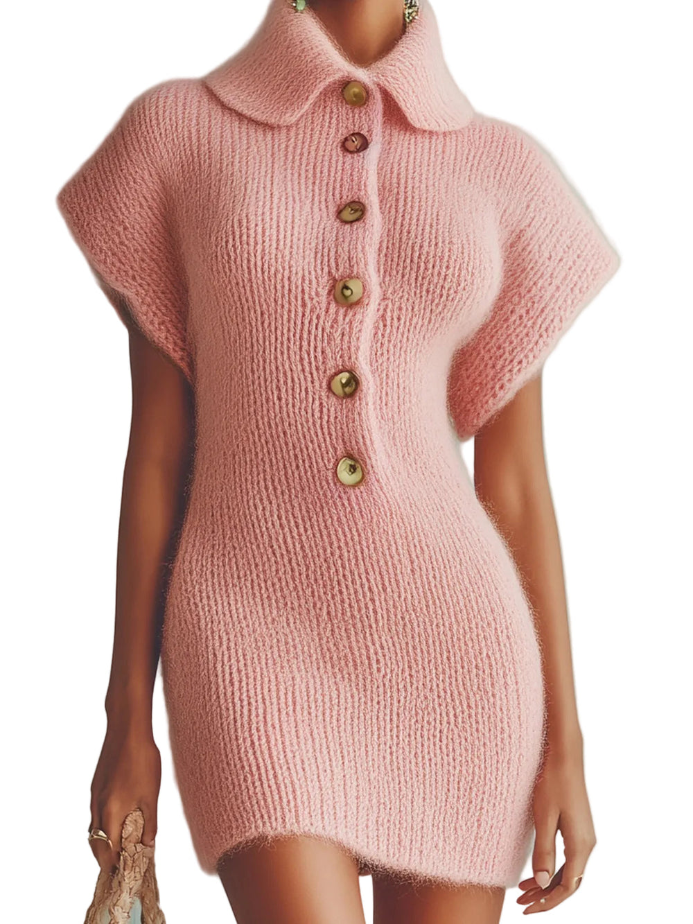 Ceyda – Strick Minikleid Mit Knopfleiste