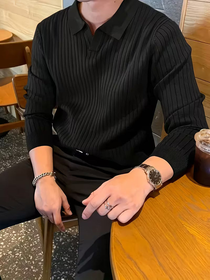 Kaeran – Eleganter Polo-Pullover Aus Geripptem Strick