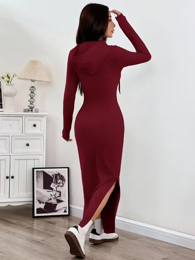Dahye – Langärmliges Maxikleid Mit Kapuze
