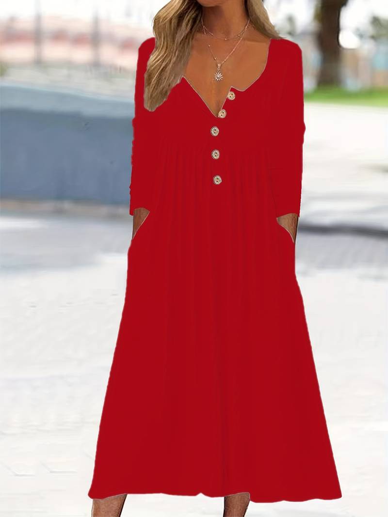 Imethma - Langärmliges Kleid Mit Knöpfen