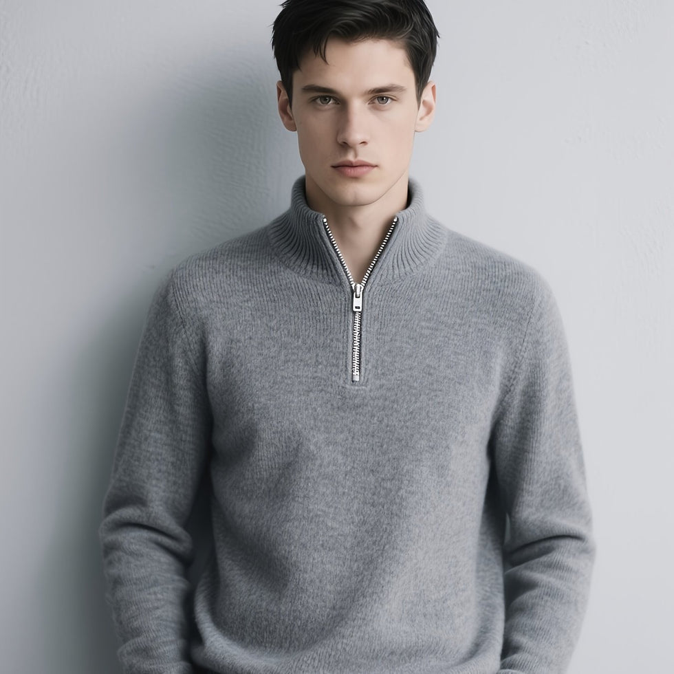 Sumuel – Strickpullover Mit Reißverschluss Und Geripptem Kragen