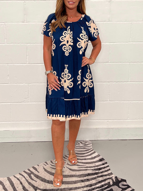 Ranee - Kleid Mit Geometrischem Muster Und Quadratischem Ausschnitt