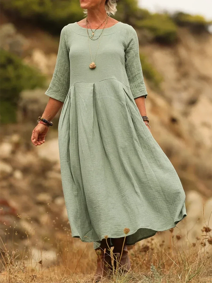 Noellaa – Bequemes Plissee-Kleid Aus Baumwolle Und Leinen