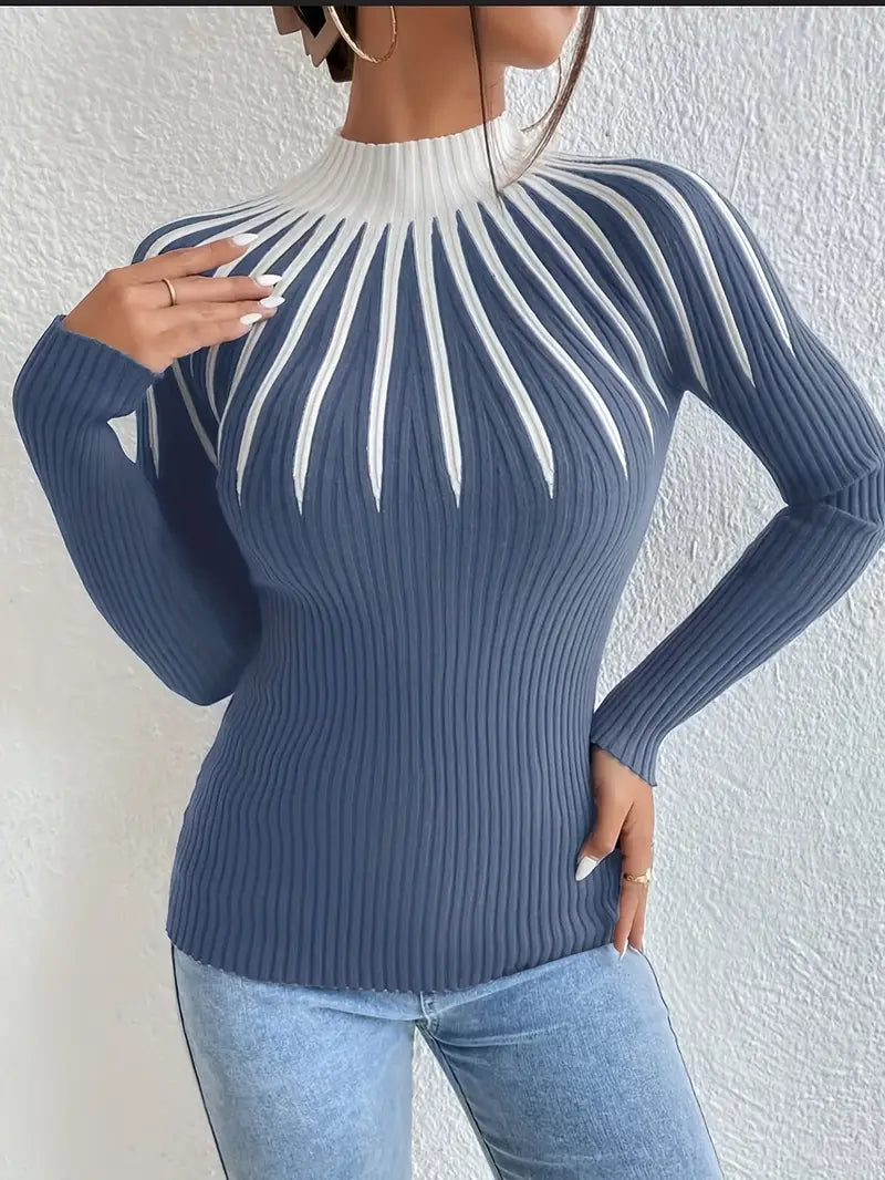 Maider – Eleganter Langarm Pullover Mit Hoher Kragen