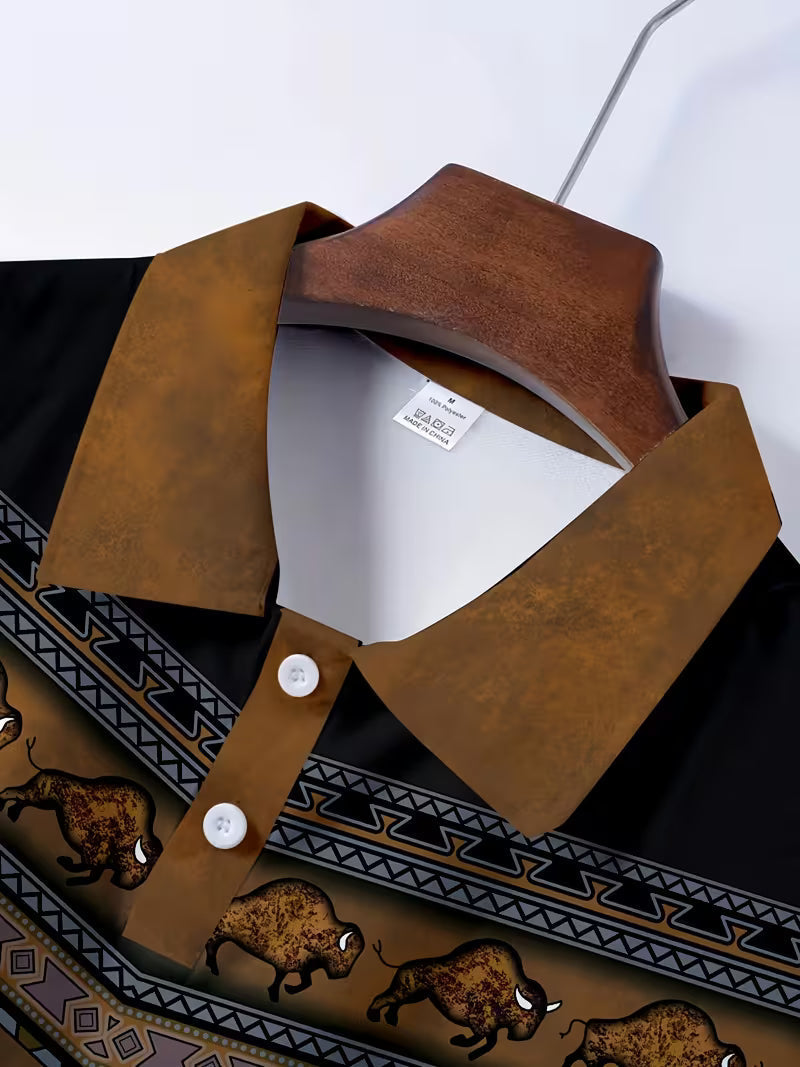 Tamas – Lässiges Vintage Polo Hemd Mit 3D-Druck
