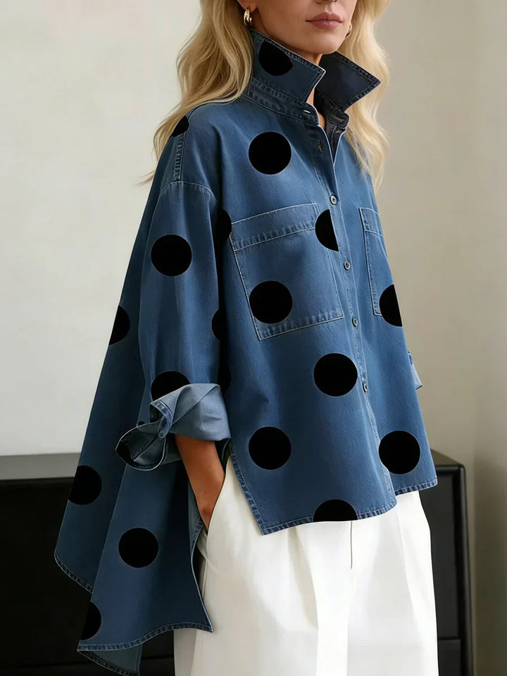 Ranulya - Elegantes Kunstvoll Bedrucktes Oberteil Mit Polka Dot Muster