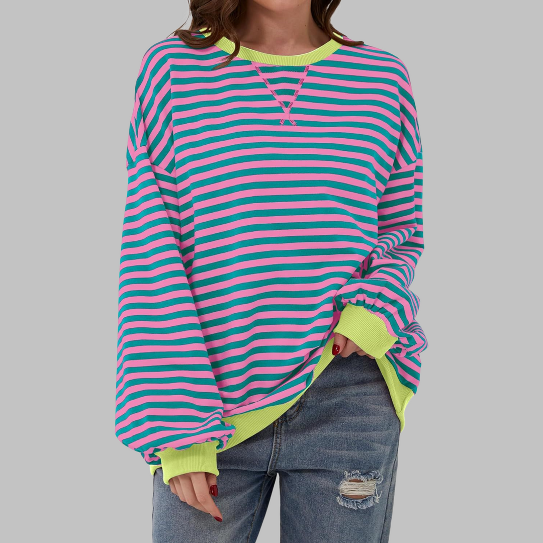 Melorna – Stilvoller Langärmeliger Gestreifter Pullover