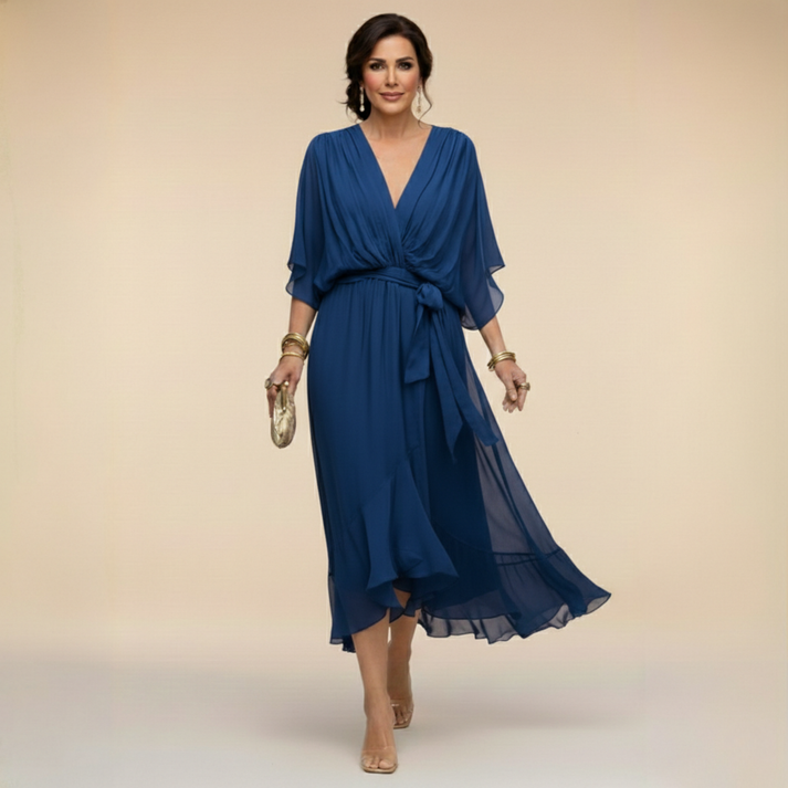 Harshani - Lappen Kleid Mit V-Ausschnitt