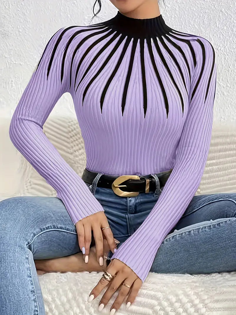 Maider – Eleganter Langarm Pullover Mit Hoher Kragen