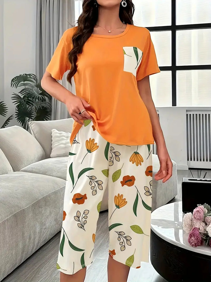 Kinsley – Bequemer Loungekleidung Satz Mit Blumen Ausdrucken