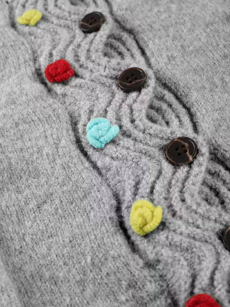 Kynza – Übergröße Strickjacke Mit bunten Knöpfen Vorne